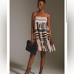 Devotion Twins Ro Dress Square Nack Mini Aztec Pattern Cotton Small Pink Black